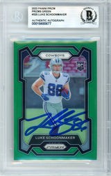 2023 Prizm - Green Prizm #325 Luke Schoonmaker RC Dallas Cowboys BGS Autograph