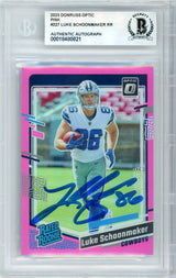 2023 Donruss Optic - Pink #227 Luke Schoonmaker RC Dallas Cowboys BGS Autograph 10