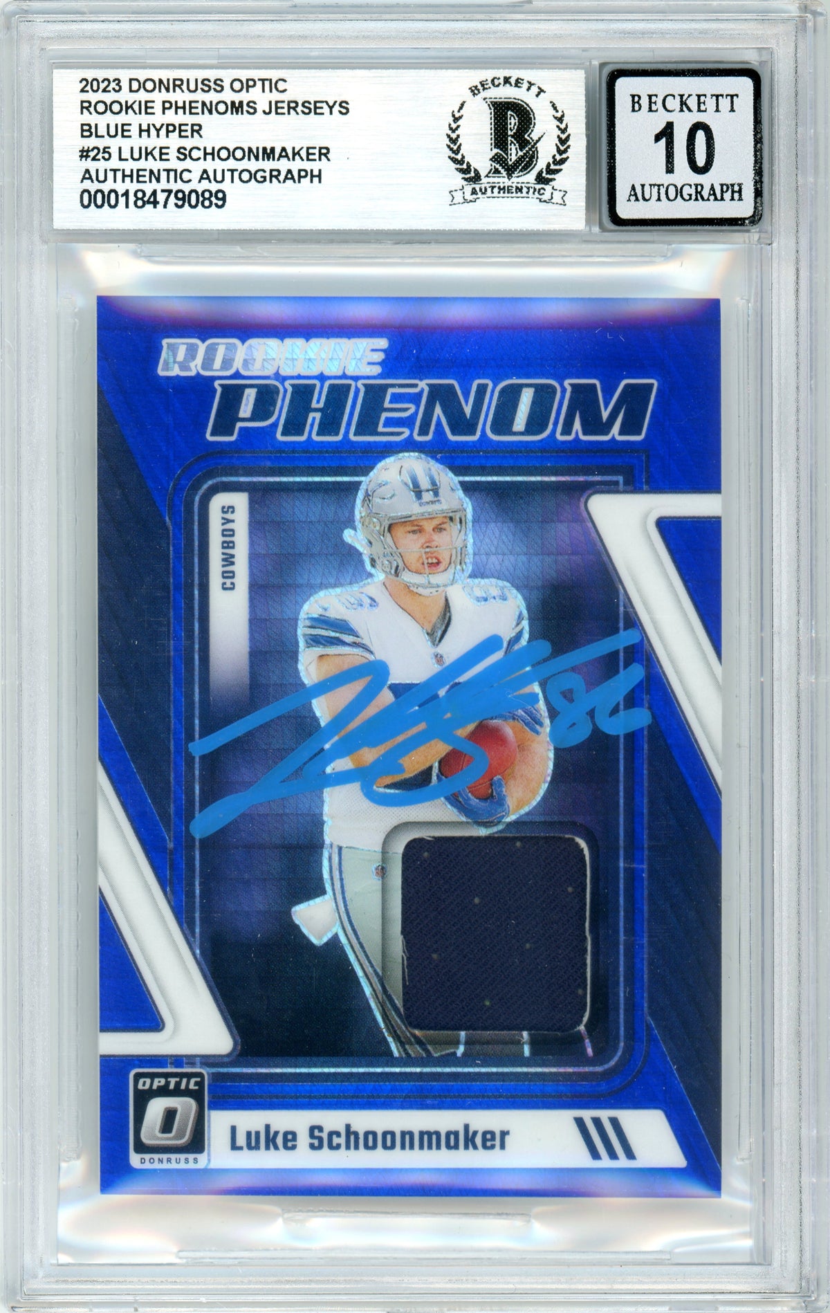 2023 Donruss Optic - Rookie Phenoms Blue Hyper #RP-LS Luke Schoonmaker RC Cowboys BGS Auto 10