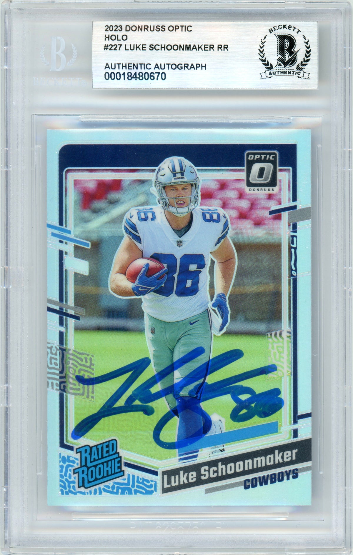 2023 Donruss Optic - Holo #227 Luke Schoonmaker RC Dallas Cowboys BGS Autograph