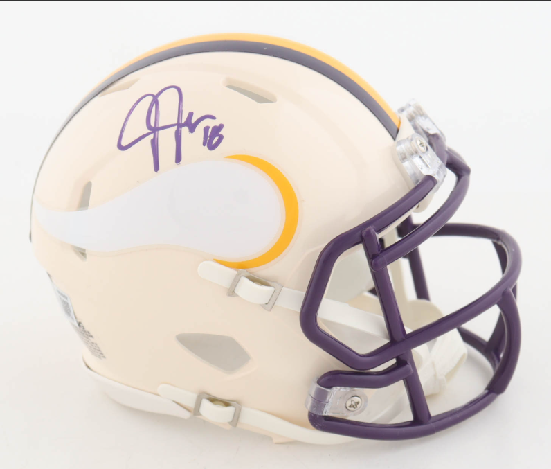 Justin Jefferson Signed Vikings Retro Series Mini Helmet - Beckett