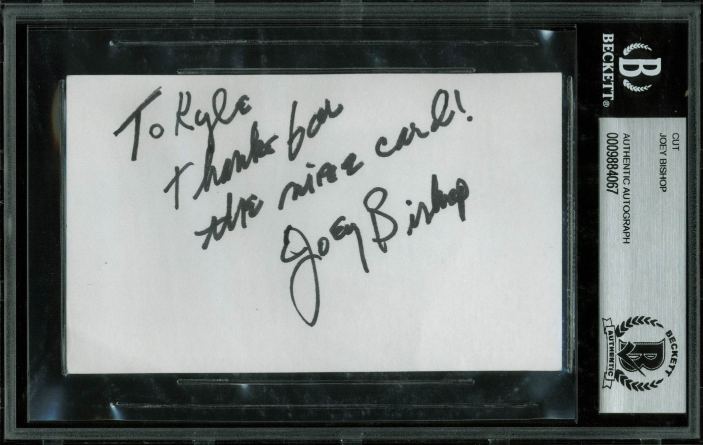 Joey Bishop Ocean's 11 Authentic Signed 3x5 Cut Signature Autographed BAS Slab