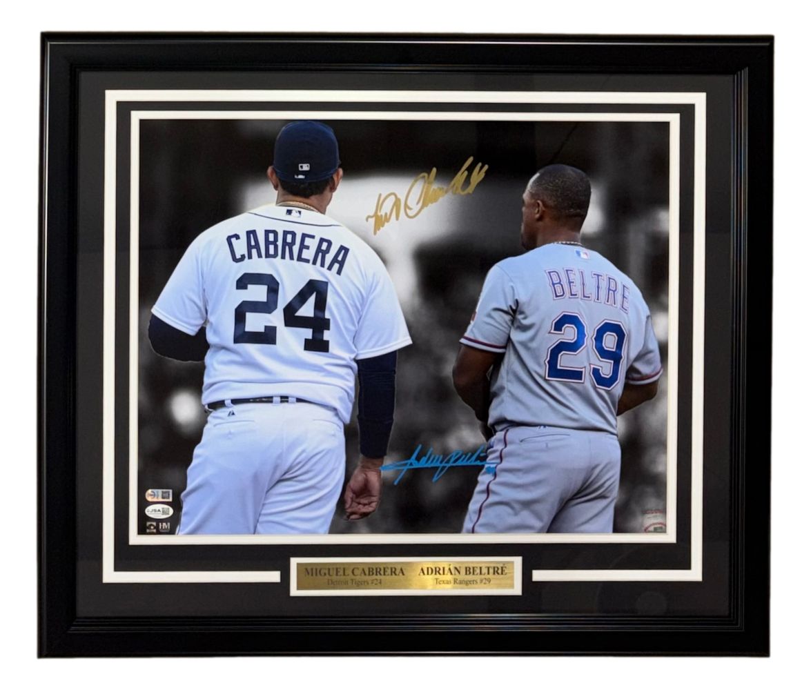 Miguel Cabrera Adrian Beltre Signed Framed 16x20 Baseball Legends Photo JSA QR