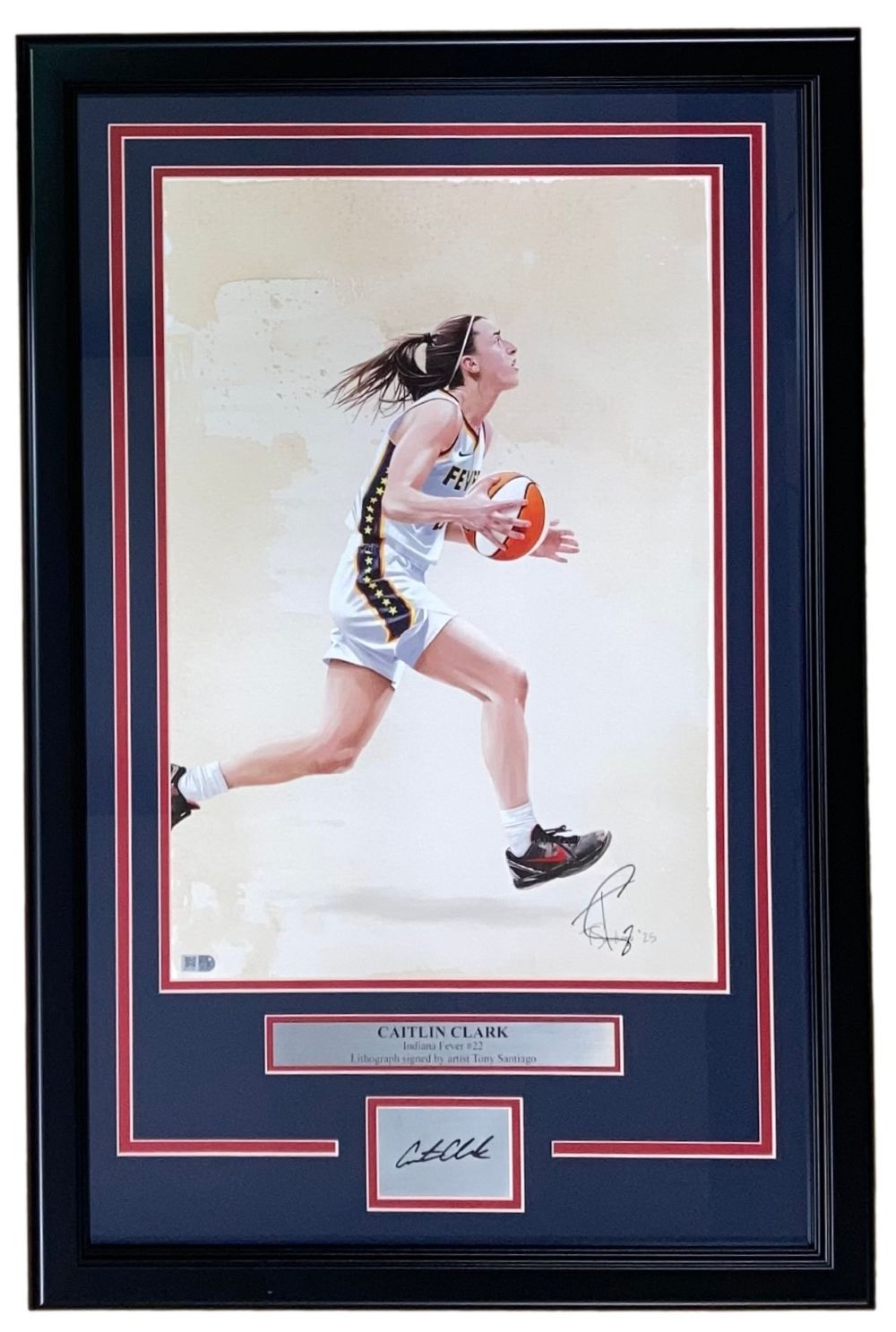 Caitlin Clark Framed 13x19 Fever Litho Signed by Tony Santiago w/ Laser Auto