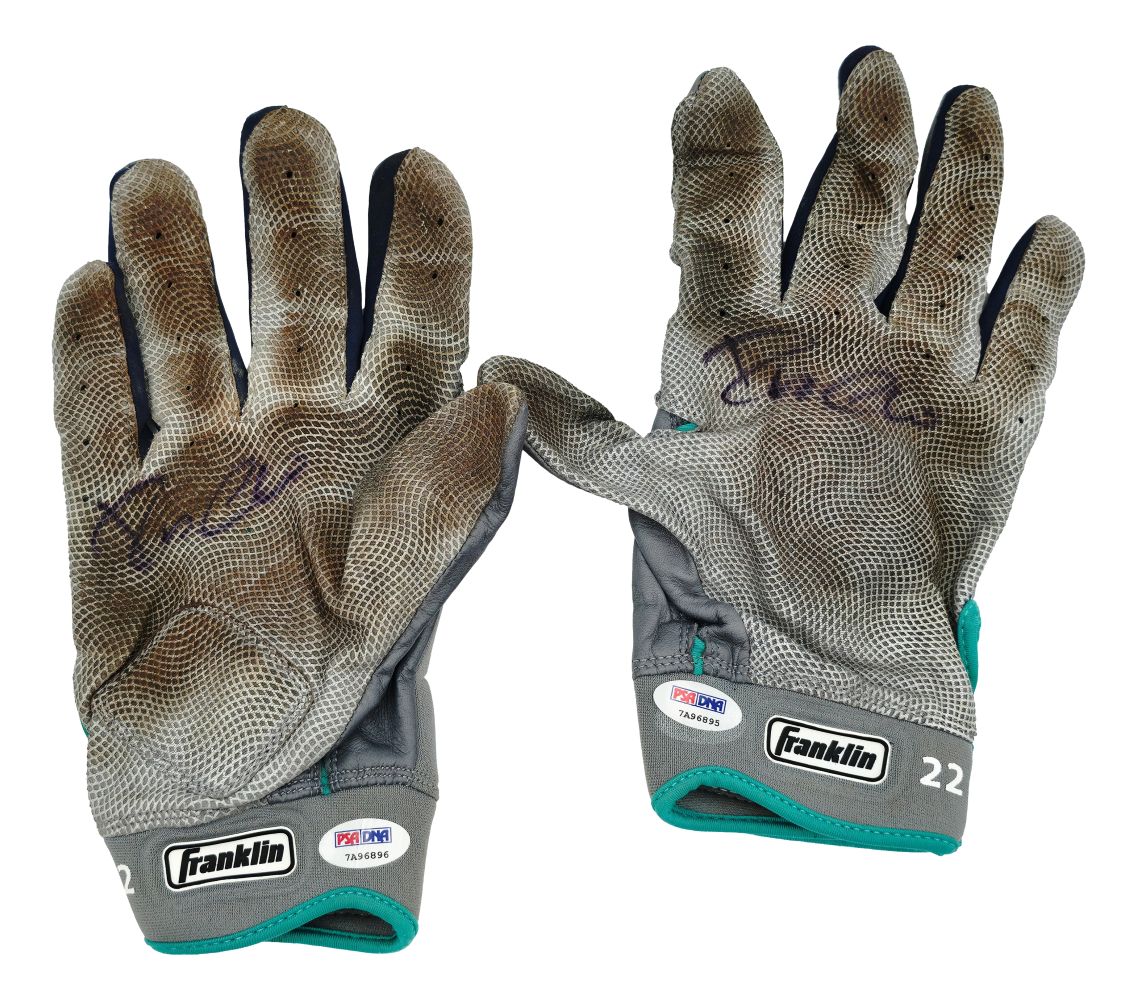 Robinson Cano Mariners Signed Game-Used Franklin Batting Gloves PSA 895+896