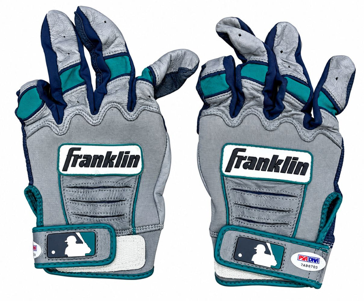 Robinson Cano Mariners Signed Game-Used Franklin Batting Gloves PSA 703+704