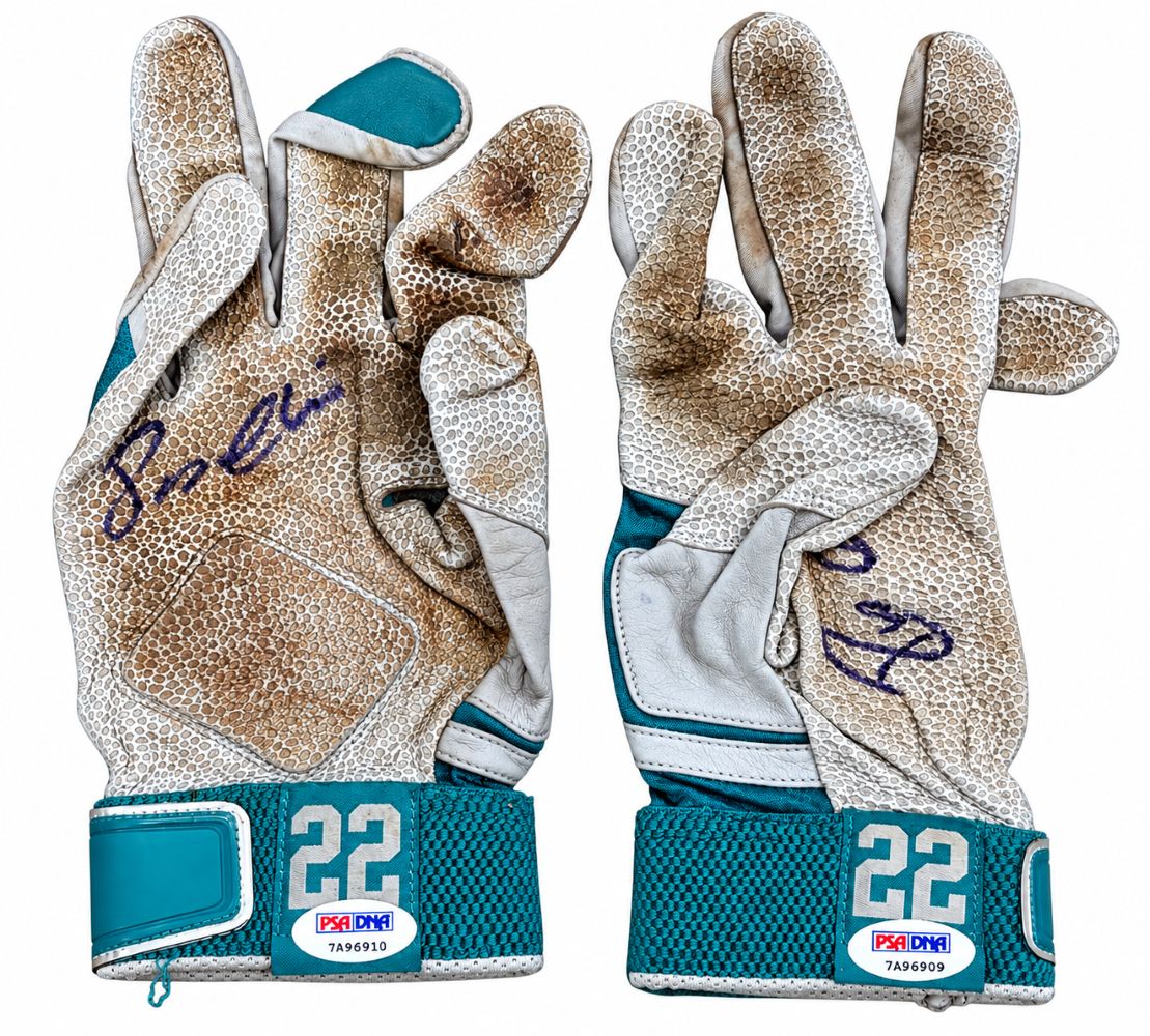 Robinson Cano Mariners Signed Game-Used Nike MVP Elite Gloves PSA 909+910