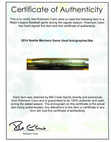 Robinson Cano Autographed Seattle Mariners Game Used SSK Bat With Signed Certificate "Game Used" MLB #HZ191712