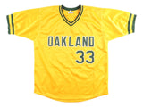 Jose Canseco Oakland Signed Yellow Baseball Jersey 40/40 Insc JSA QR Hologram