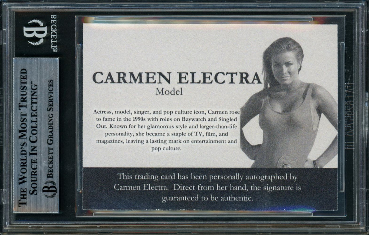 Carmen Electra Signed Custom Gold Baywatch Trading Card BAS