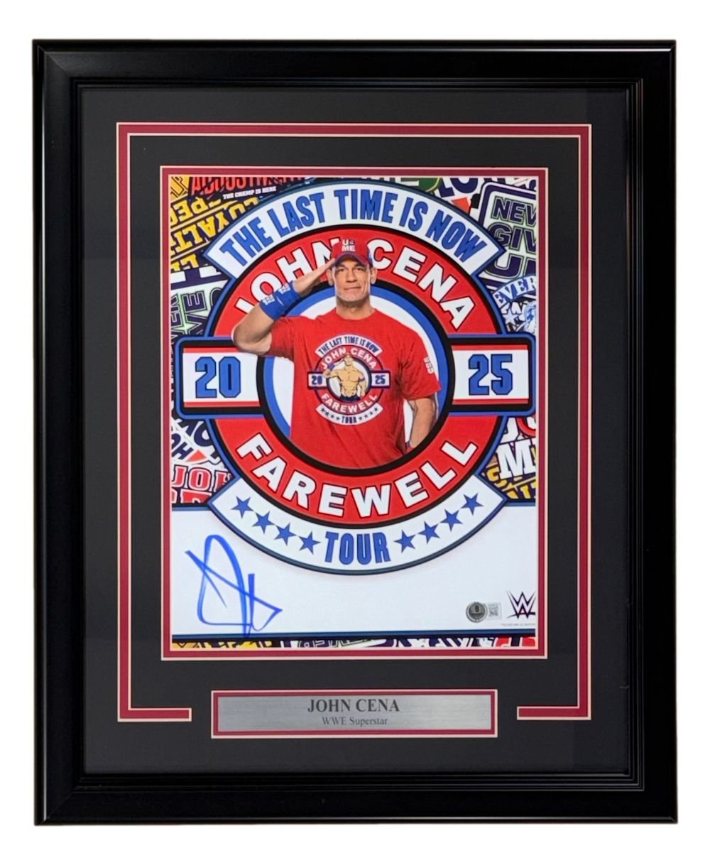 John Cena Signed Framed 11x14 WWE Farewell Photo BAS