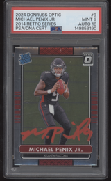 2024 Donruss Optic Michael Penix Jr 2014 Retro Series #9 Red Auto PSA 9 AUTO 10