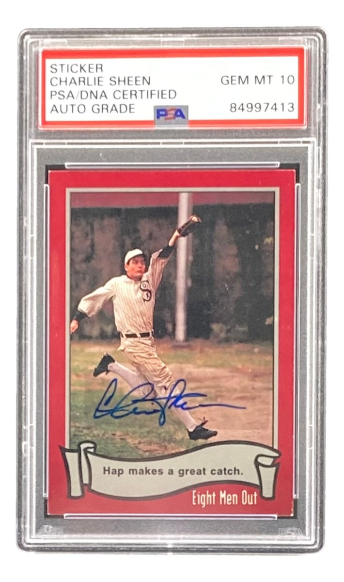 Charlie Sheen Signed 1988 Pacific #41 Eight Men Out Trading Card PSA/DNA Gem MT 10 - Sports Integrity