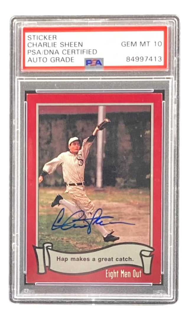 Charlie Sheen Signed 1988 Pacific #41 Eight Men Out Trading Card PSA/DNA Gem MT 10 - Sports Integrity