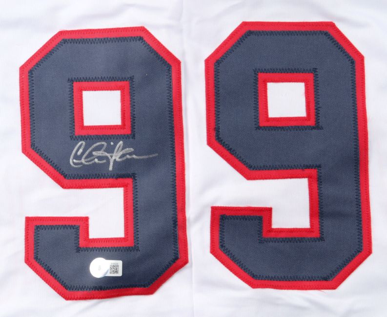 Charlie Sheen Major League Signed White Rick Vaughn Baseball Jersey BAS
