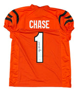 Ja'Marr Chase Cincinnati Signed Orange Pro-Cut Football Jersey JSA QR Hologram