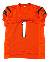 Ja'Marr Chase Cincinnati Signed Orange Pro-Cut Football Jersey JSA QR Hologram