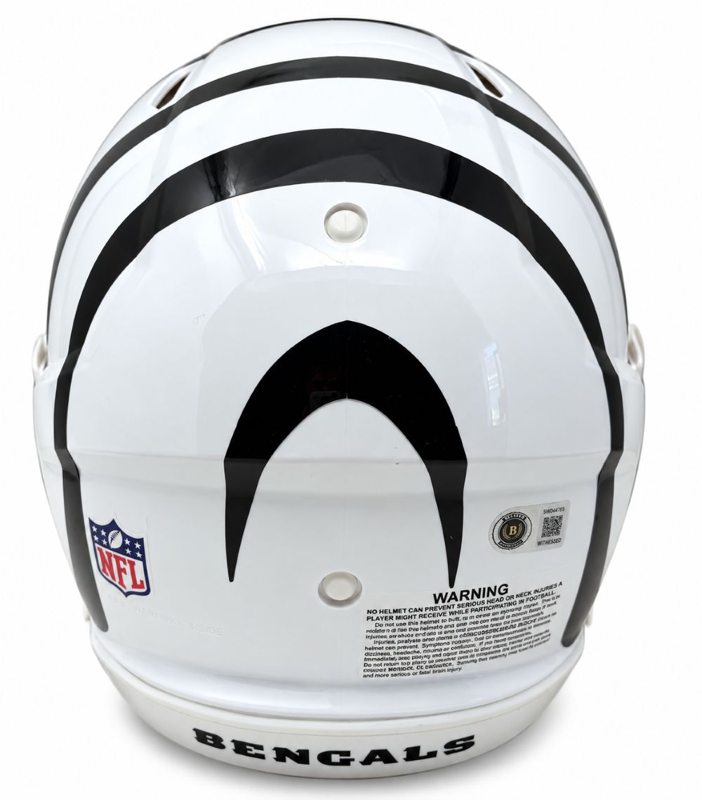 Ja'Marr Chase Signed Cincinnati Bengals FS White Authentic Speed Helmet BAS