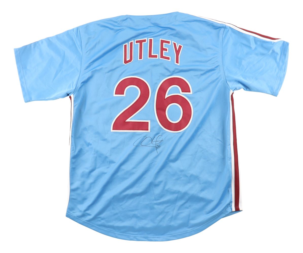 Chase Utley Philadelphia Signed Light Blue Baseball Jersey BAS