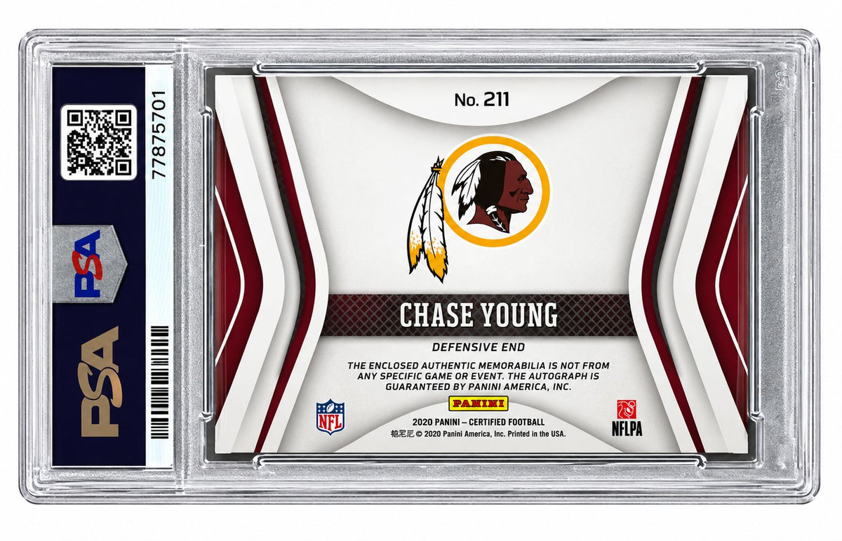 2020 Certified Freshman Fabric #211 Chase Young Rookie Card /249 PSA 9 Auto 10