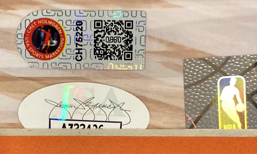 Chet Holmgren Signed Framed 16x20 Oklahoma City Thunder Photo 2023 Stat Insc JSA