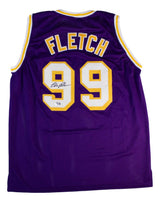 Chevy Chase Signed Los Angeles Purple Fletch Basketball Jersey BAS