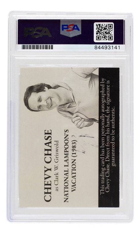 Chevy Chase Signed 1983 National Lampoons Vacation Suitcase Trading Card PSA/DNA 141 - Sports Integrity