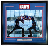 Chris Evans Signed Framed 16x20 Captain America Fight Photo BAS LOA