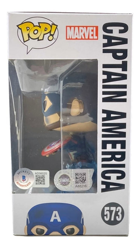 Chris Evans Signed Captain America Avengers Endgame Funko Pop #573 BAS LOA - Sports Integrity