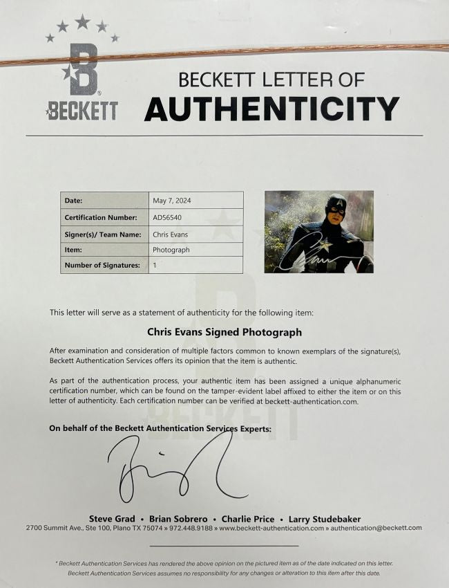 Chris Evans Signed Framed 16x20 Captain America Kneel Photo 2 BAS LOA