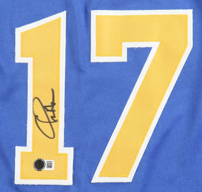 Chris Mullin Golden State Signed Blue Basketball Jersey BAS