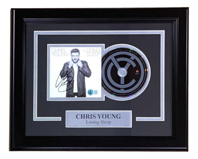 Chris Young Signed Framed Losing Sleep CD Booklet by Sports Integrity, featuring a signed cover, CD, and nameplate—authenticated by BAS.