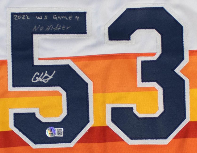 Christian Javier Houston Signed Alt White Baseball Jersey Game 4 No Hitter BAS