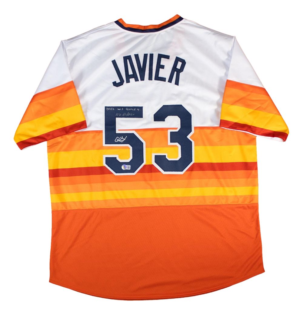 Christian Javier Houston Signed Alt White Baseball Jersey Game 4 No Hitter BAS
