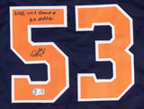 Christian Javier Houston Signed Navy Baseball Jersey Game 4 No Hitter BAS