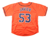 Christian Javier Houston Signed Orange Baseball Jersey Game 4 No Hitter BAS