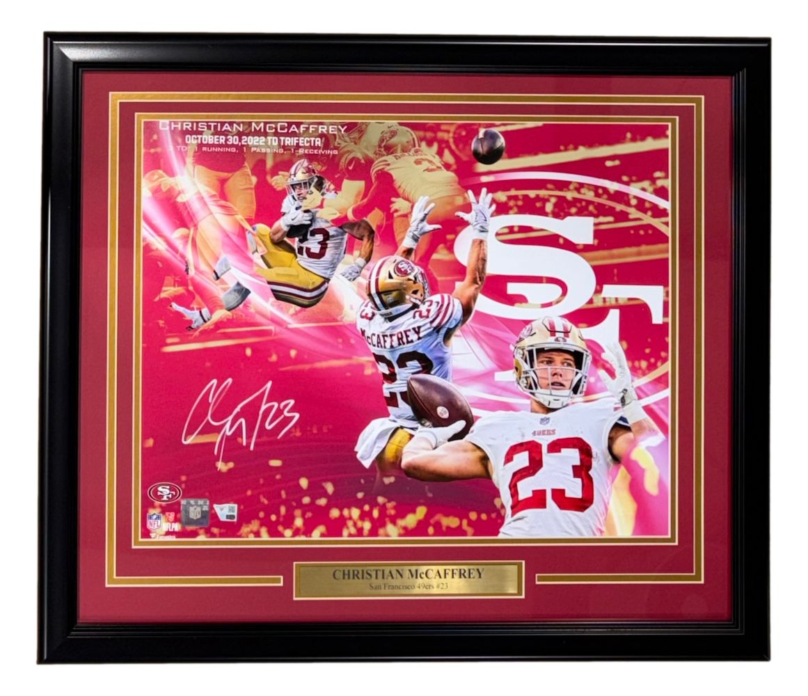 Christian McCaffrey Signed Framed 16x20 SF 49ers Collage Photo Fanatics