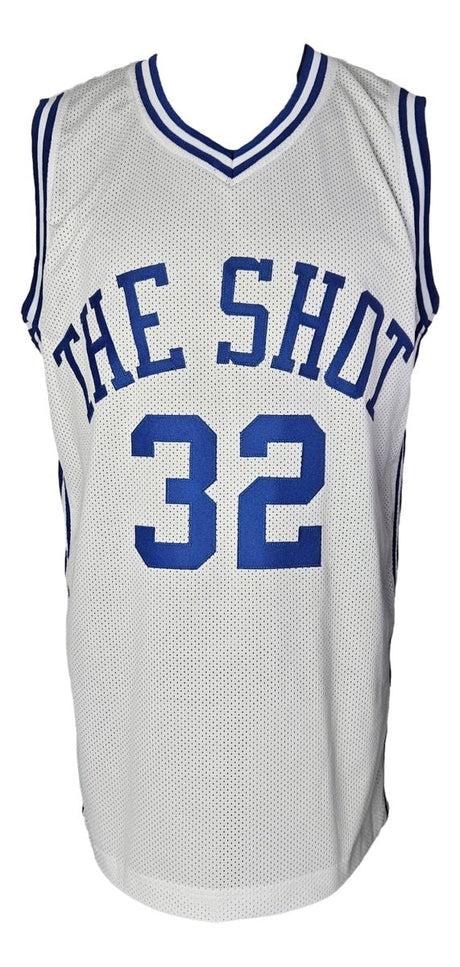 Christian Laettner Duke Signed White The Shot Basketball Jersey JSA ITP - Sports Integrity