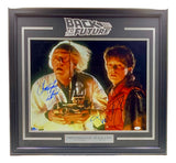 Michael J Fox & Lloyd Signed Framed 16x20 Back to the Future Photo BAS+JSA