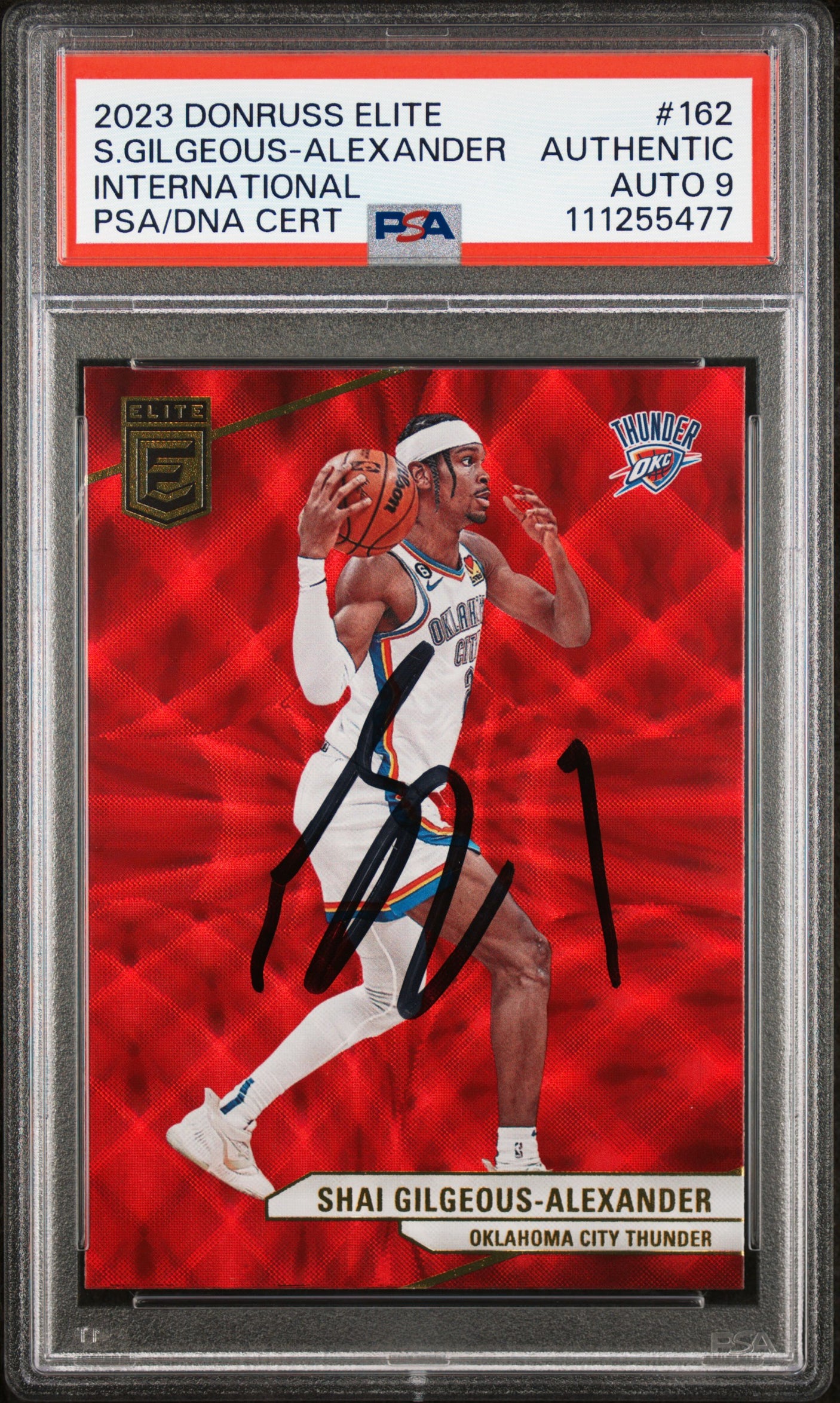 Shai Gilgeous-Alexander Signed 2023 Donruss Elite Inter #162 Card Auto PSA Slab