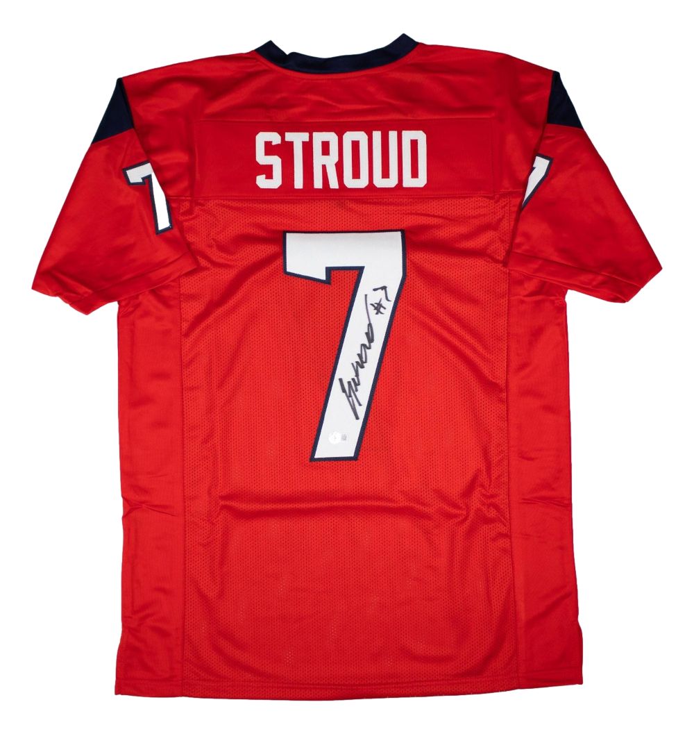 CJ Stroud Houston Signed Red Football Jersey BAS