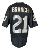 The Sports Integrity Cliff Branch Oakland Signed Black Football Jersey BAS features "BRANCH" and silver number 21 on the back with signatures on the number, plus 21 on both sleeves.