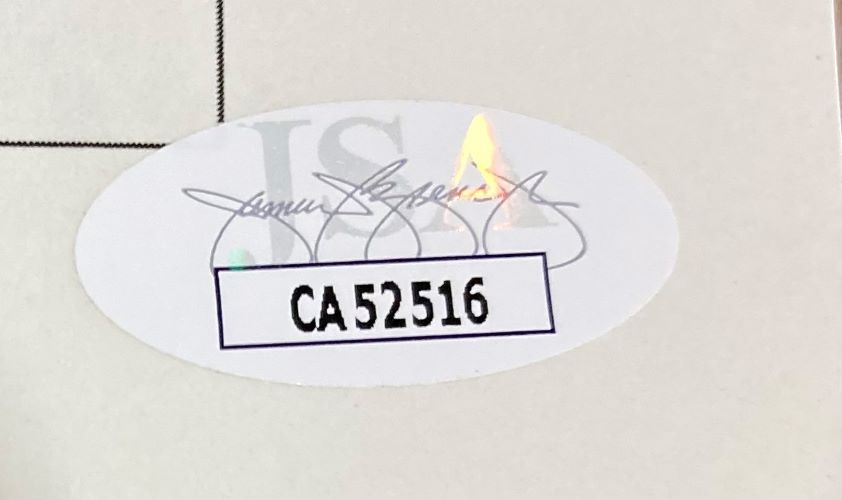 The Sports Integrity Bill Clinton Signed 5x8 Impeachment Letter includes an oval authentication sticker with a faint signature, holographic security mark, and code CA52516 in bold black on a white background.