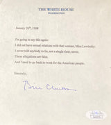 Bill Clinton Signed 5x6 Mock White House Statement Letter Monica Lewinsky JSA