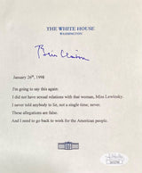 Bill Clinton Signed Mock White House Letter Monica Lewinsky 6x6 JSA