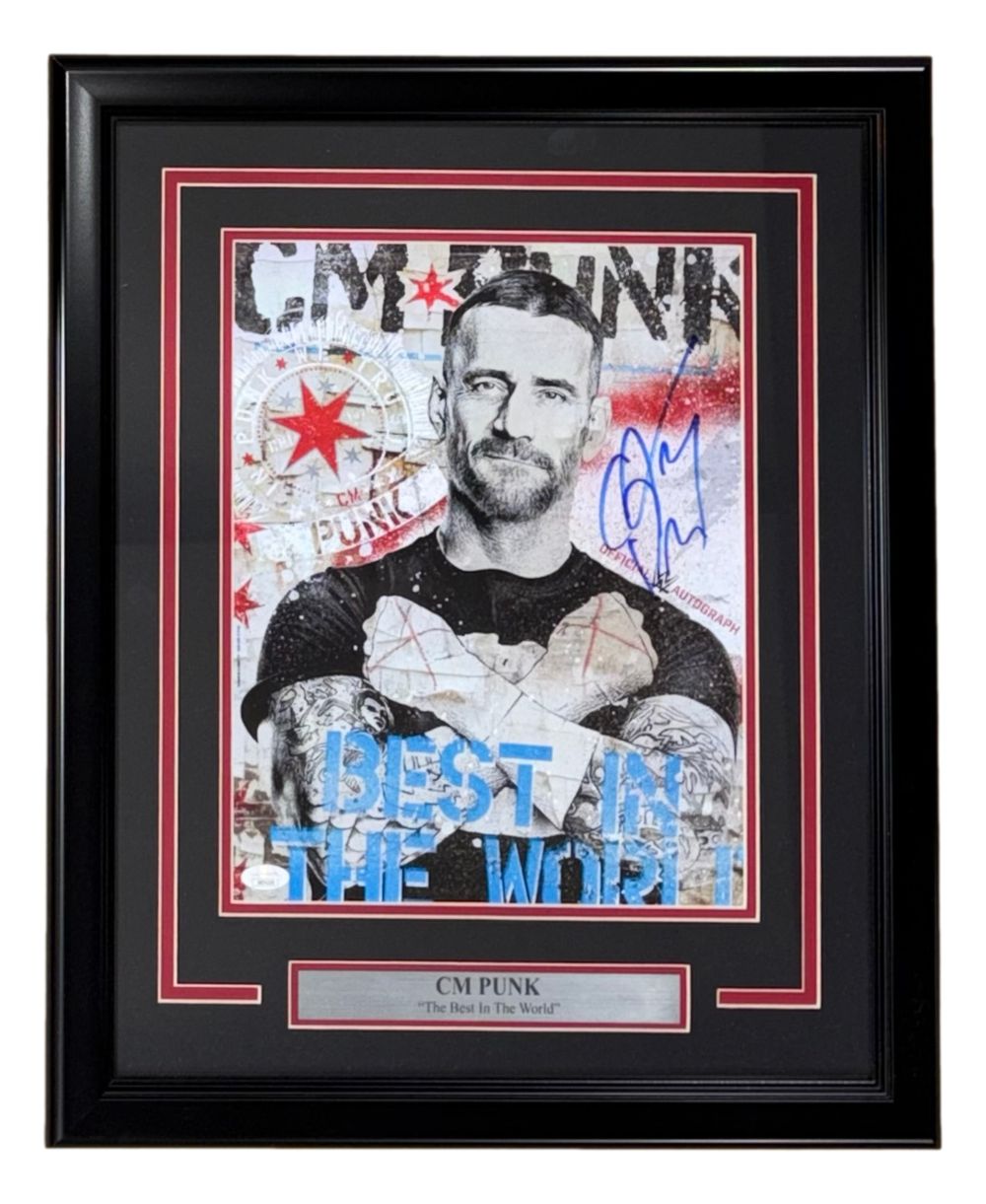 CM Punk Signed Framed 11x14 WWE Photo JSA Hologram