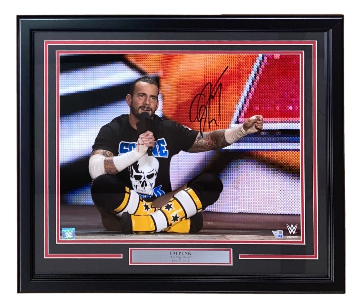 CM Punk Signed Framed 16x20 WWE Pipe Bomb Photo Fanatics