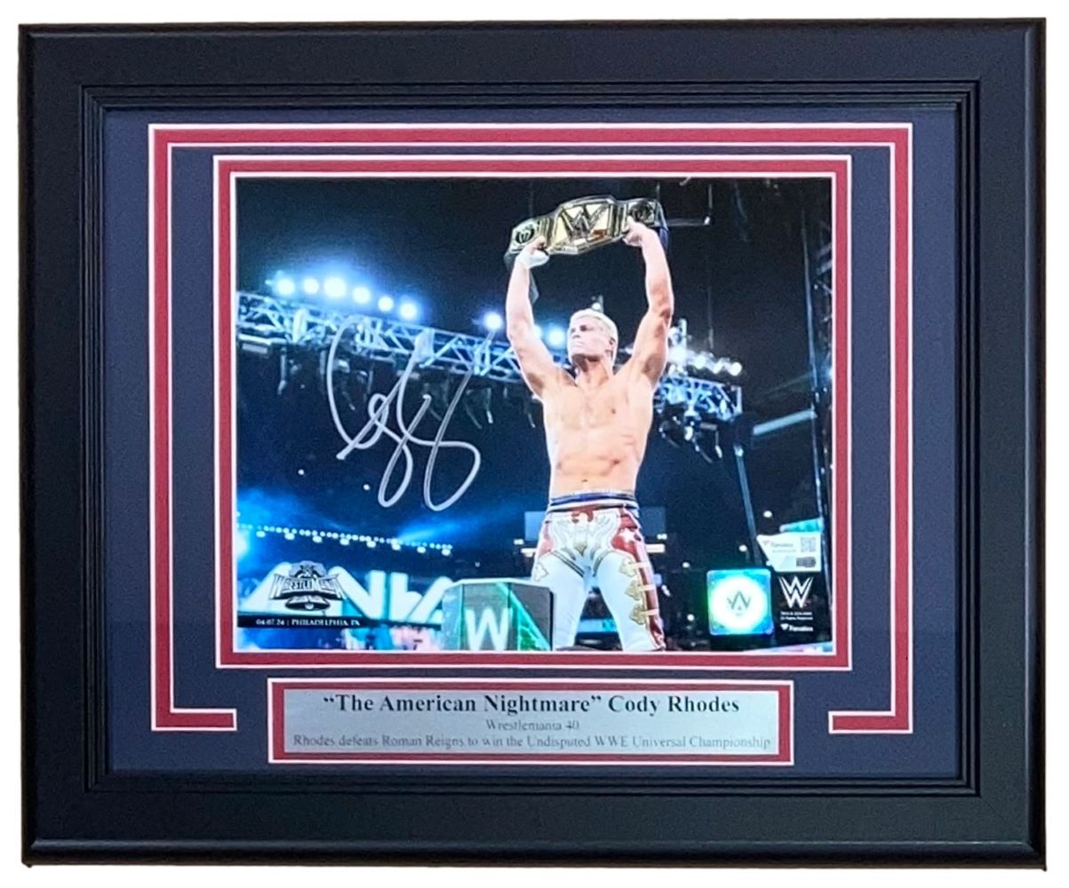 Cody Rhodes Signed Framed 8x10 WWE Wrestlemania 40 Photo Fanatics - Sports Integrity