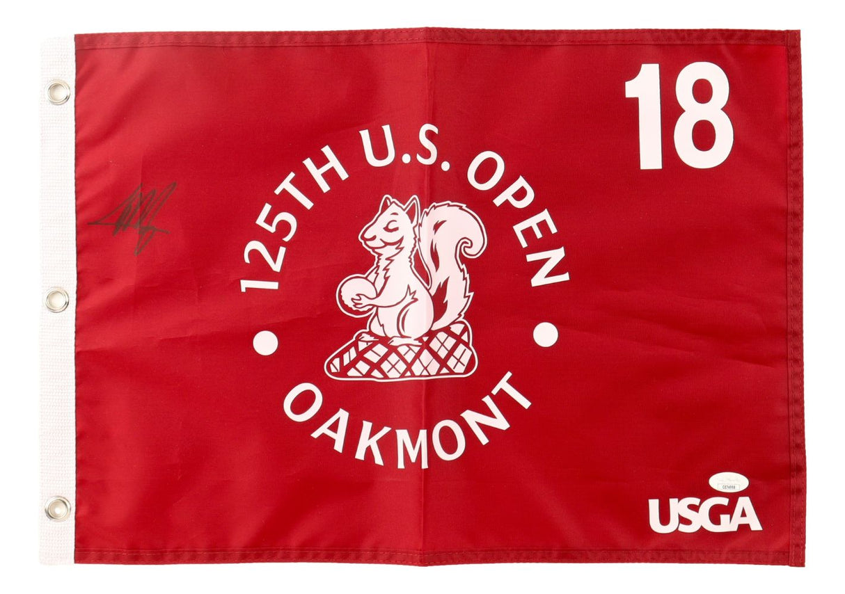 Collin Morikawa Signed 2025 US Open Golf Flag JSA