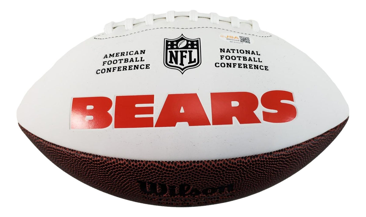 Colston Loveland Signed Chicago Bears Logo Football JSA QR